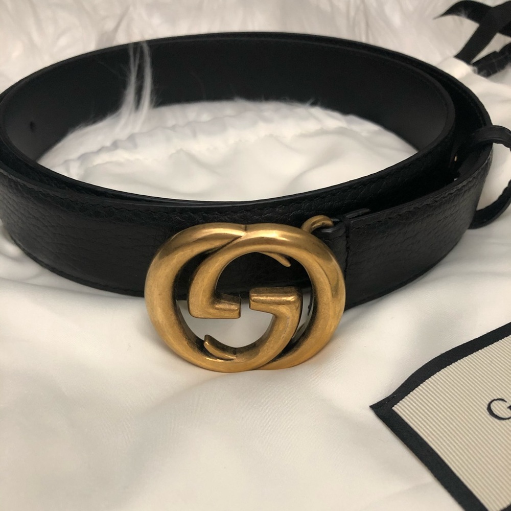 Gucci Double G black leather belt Size 95